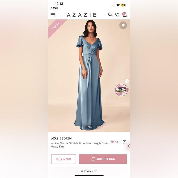 Azazie Soren Dusty Blue Bridesmaid Dress - Picture 1 of 4